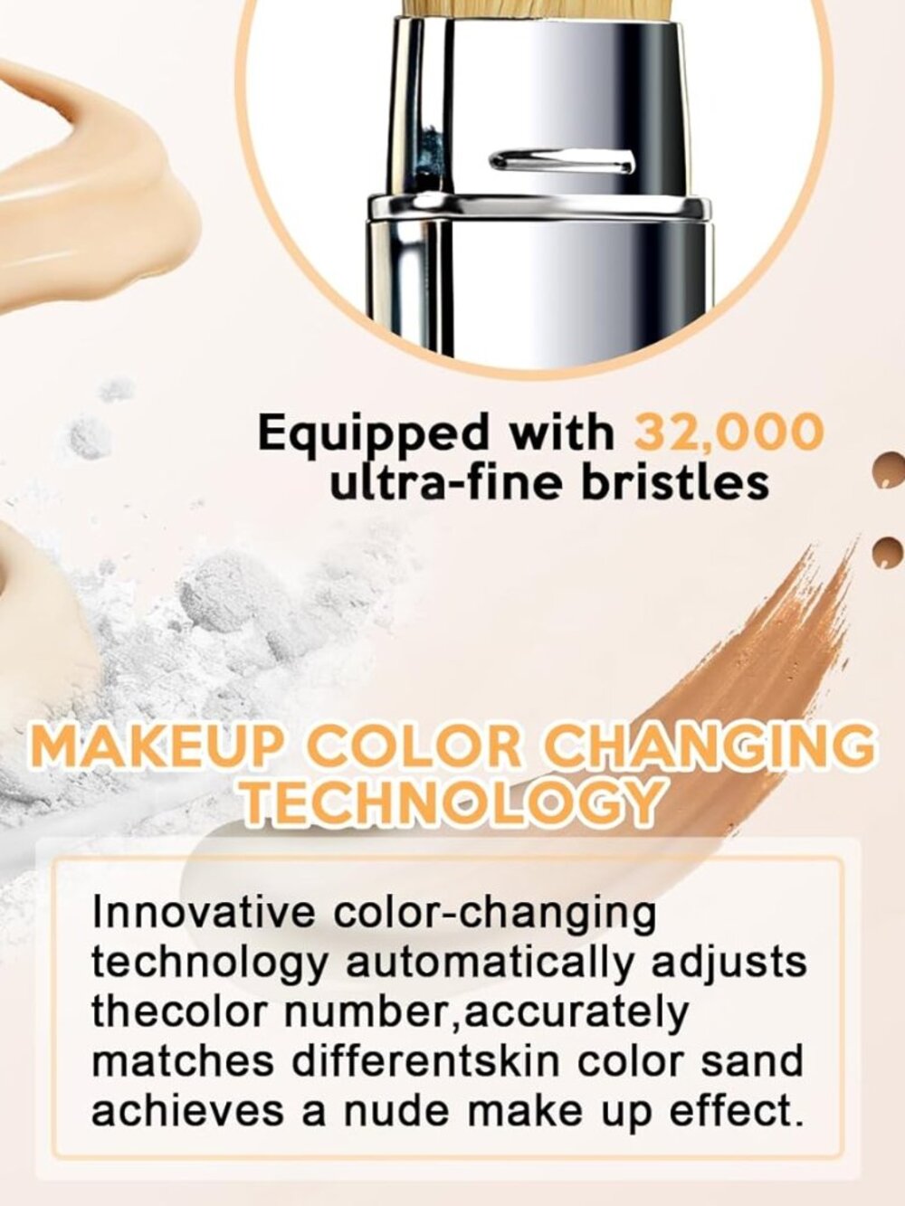 Color-Changing Foundation Stick with Brush, 2-in-1 Makeup & Concealer, Natural - Picture 2 of 4